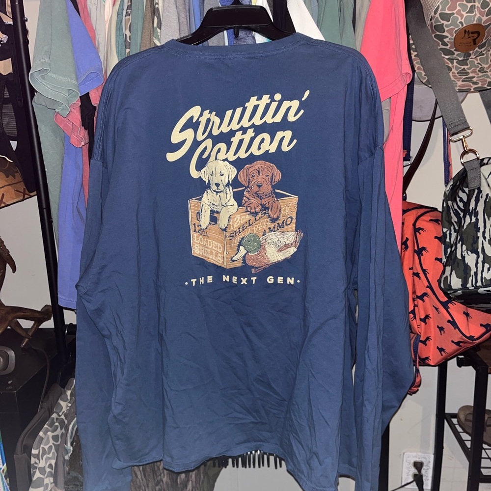 Struttin’ Cotton Blue Long Sleeve Tee